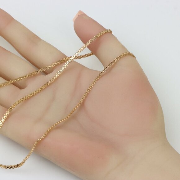 Elegant Rose Gold Flat Link Chain Necklace High Shine Finish, XPNL0252 - Picture 3 of 12